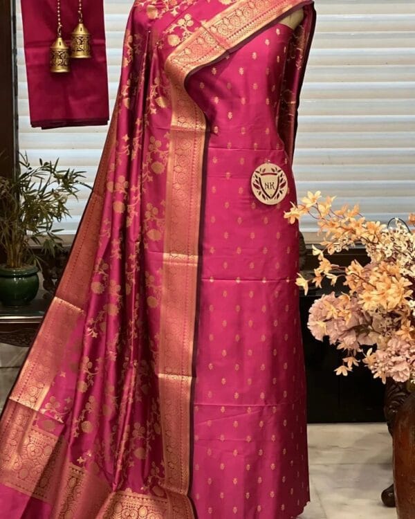 Exclusive Katan Banarasi Unstitched Salwar kameez with Dupatta Suit Piece - Image 2