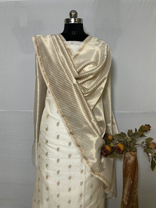 Exclusive Banarasi Unstitched Salwar kameez with Dupatta Suit Piece - Image 6