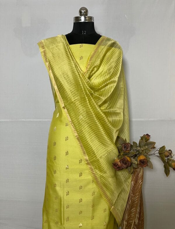 Exclusive Banarasi Unstitched Salwar kameez with Dupatta Suit Piece - Image 4