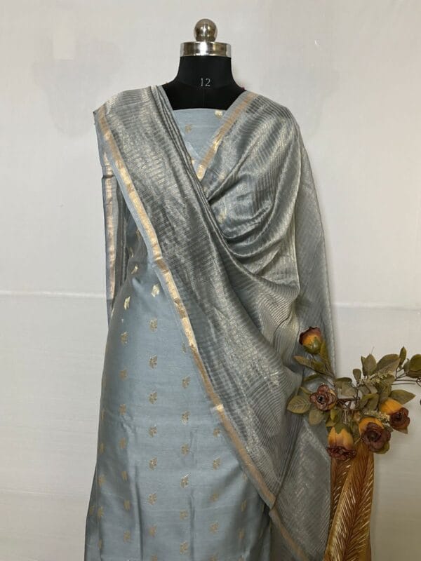 Exclusive Banarasi Unstitched Salwar kameez with Dupatta Suit Piece - Image 2