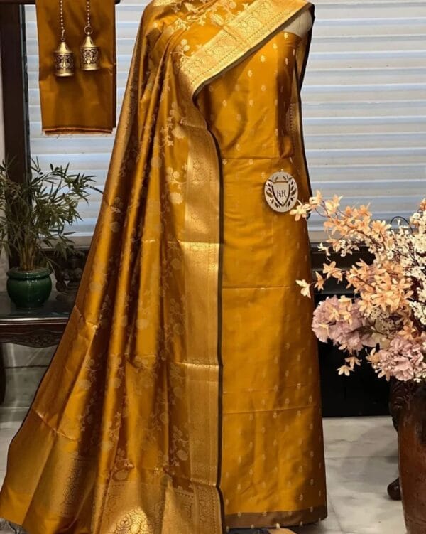 Exclusive Katan Banarasi Unstitched Salwar kameez with Dupatta Suit Piece - Image 4