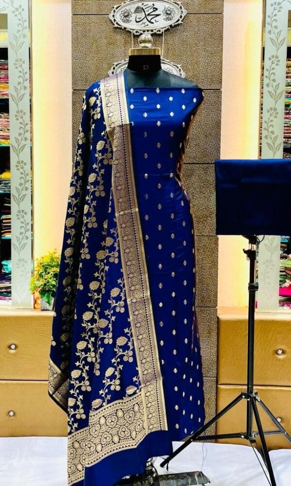 Exclusive Katan Banarasi Unstitched Salwar kameez with Dupatta Suit Piece - Image 8