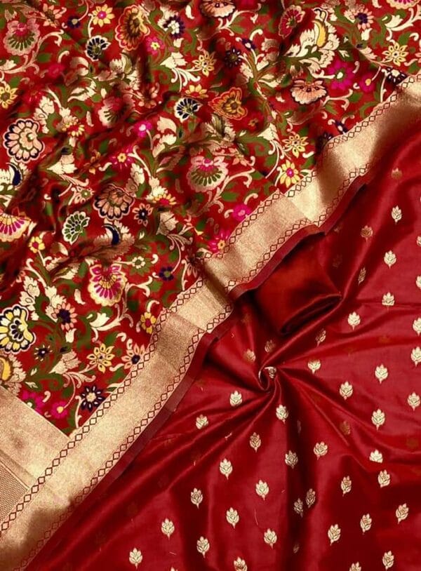 Exclusive Katan Banarasi Unstitched Salwar kameez with Dupatta Suit Piece - Image 2