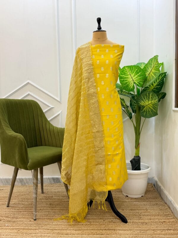 Exclusive Banarasi Unstitched Salwar kameez with Dupatta Suit Piece - Image 23
