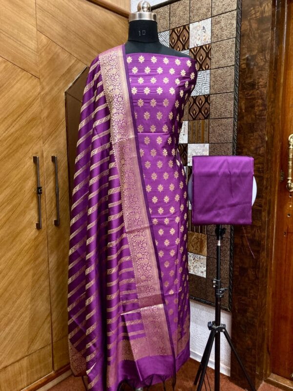 Exclusive Katan Banarasi Unstitched Salwar kameez with Dupatta Suit Piece - Image 5