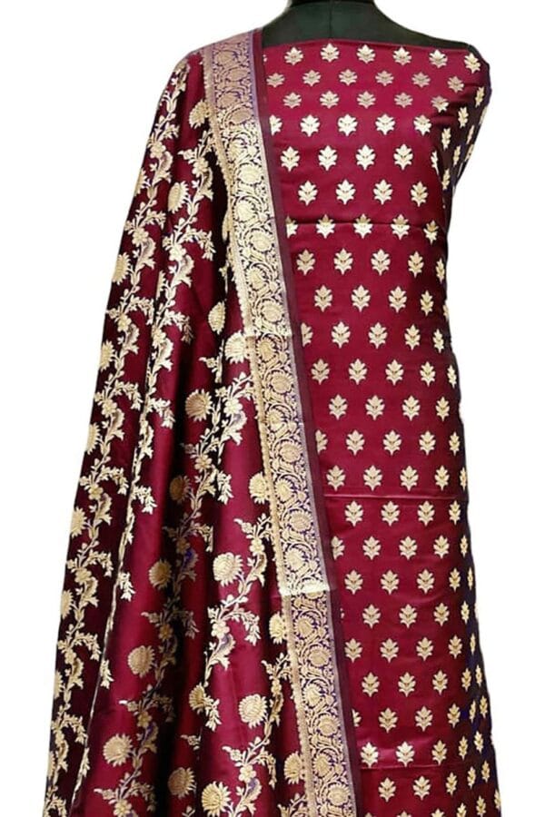 Exclusive Katan Banarasi Unstitched Salwar kameez with Dupatta Suit Piece - Image 4