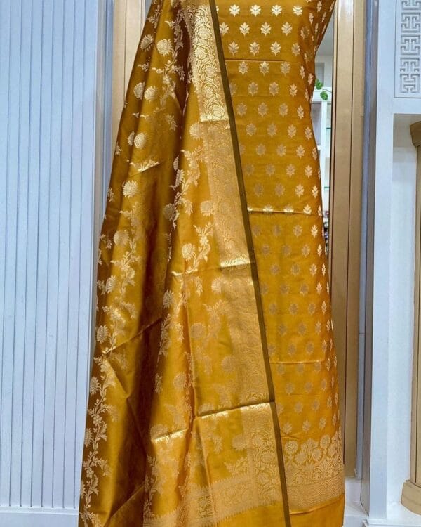 Exclusive Katan Banarasi Unstitched Salwar kameez with Dupatta Suit Piece - Image 8