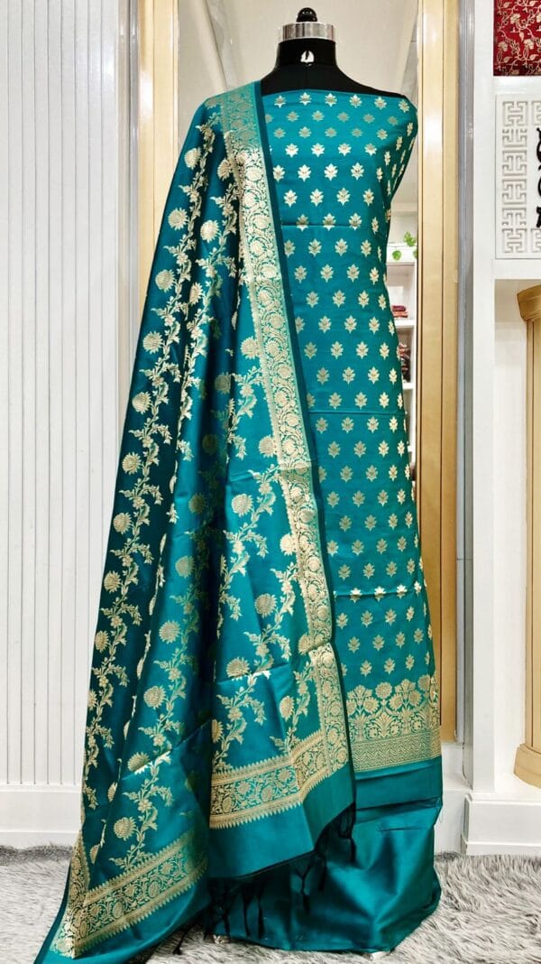 Exclusive Katan Banarasi Unstitched Salwar kameez with Dupatta Suit Piece - Image 7