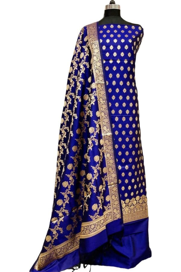 Exclusive Katan Banarasi Unstitched Salwar kameez with Dupatta Suit Piece - Image 6