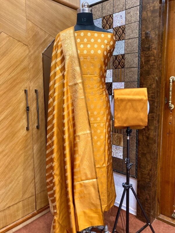 Exclusive Katan Banarasi Unstitched Salwar kameez with Dupatta Suit Piece - Image 5