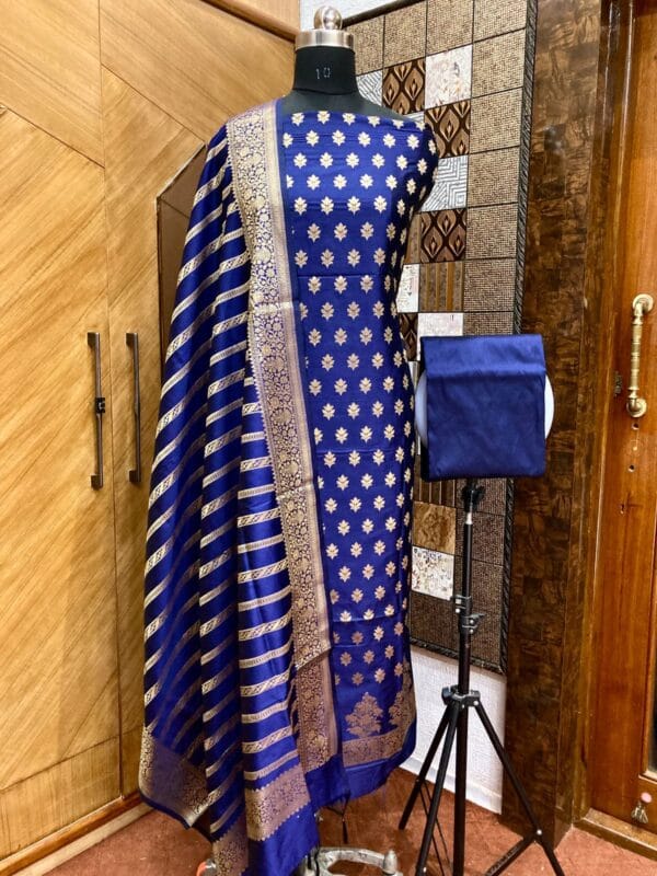 Exclusive Katan Banarasi Unstitched Salwar kameez with Dupatta Suit Piece - Image 2