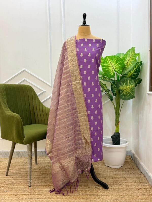 Exclusive Banarasi Unstitched Salwar kameez with Dupatta Suit Piece - Image 22