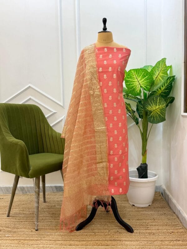 Exclusive Banarasi Unstitched Salwar kameez with Dupatta Suit Piece - Image 21