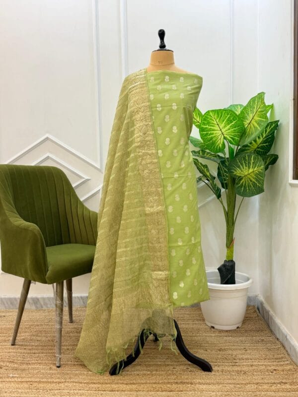 Exclusive Banarasi Unstitched Salwar kameez with Dupatta Suit Piece - Image 19