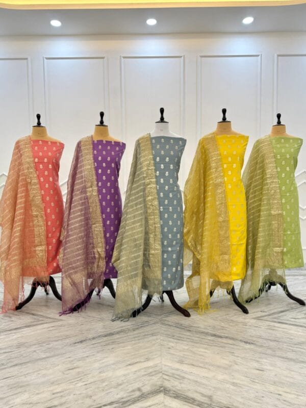 Exclusive Banarasi Unstitched Salwar kameez with Dupatta Suit Piece - Image 18
