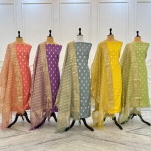 Exclusive Banarasi Pure Mercerised Unstitched Salwar kameez with Dupatta Suit Piece