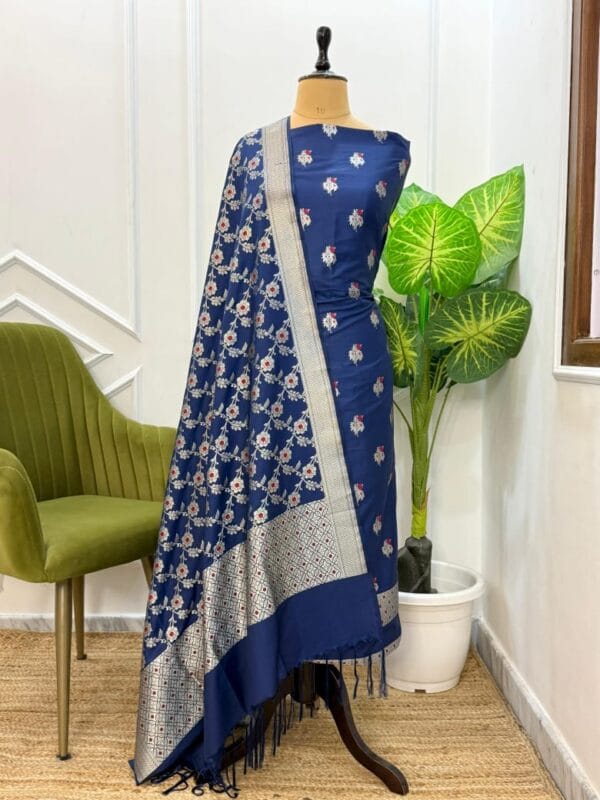 Exclusive Premium Range Katan Banarasi Unstitched Salwar kameez with Dupatta Suit Piece - Image 6