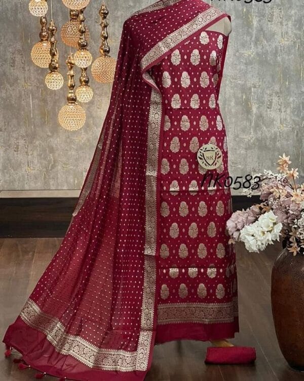 Exclusive Georgette Banarasi Unstitched Salwar kameez with Dupatta Suit Piece