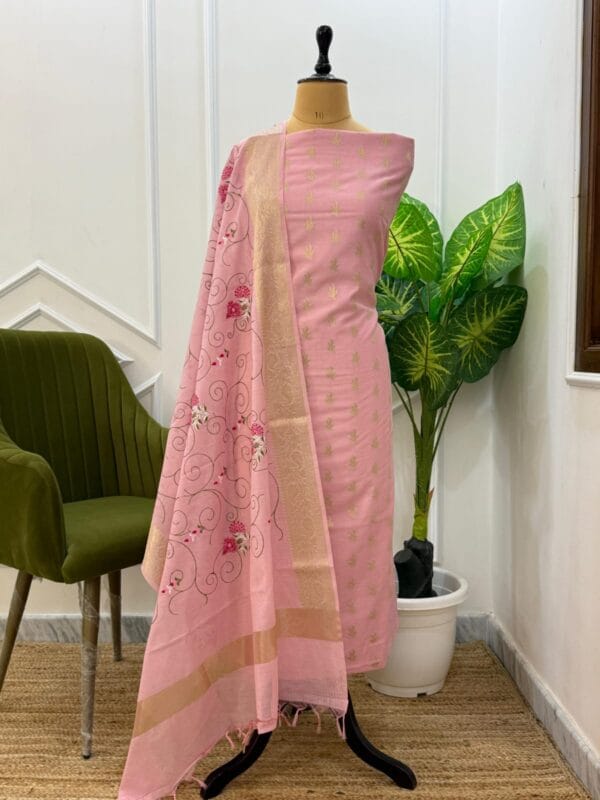Exclusive Banarasi Unstitched Salwar kameez with Dupatta Suit Piece - Image 13