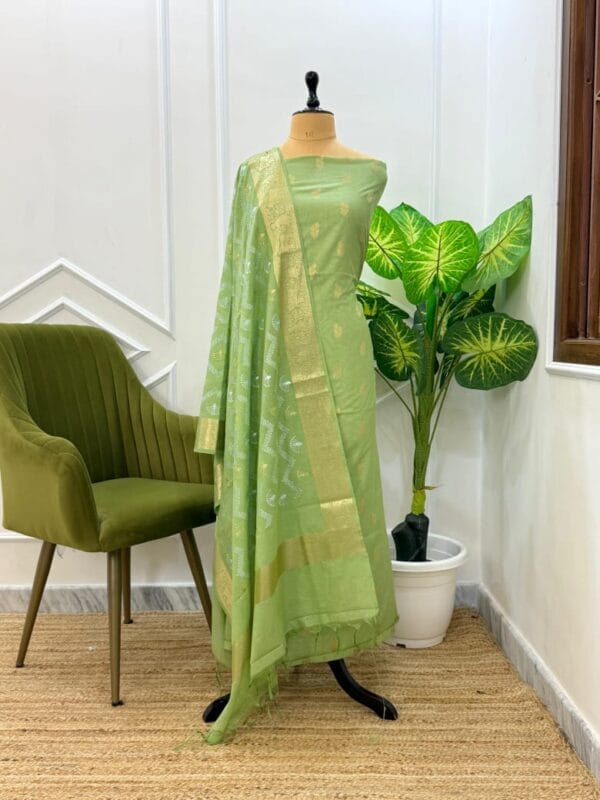 Exclusive Banarasi Unstitched Salwar kameez with Dupatta Suit Piece - Image 11