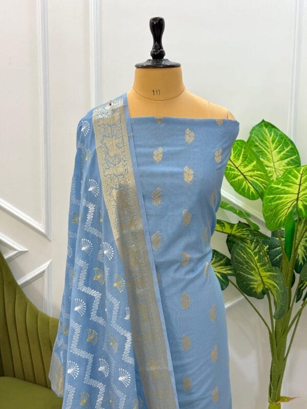 Exclusive Banarasi Unstitched Salwar kameez with Dupatta Suit Piece - Image 9