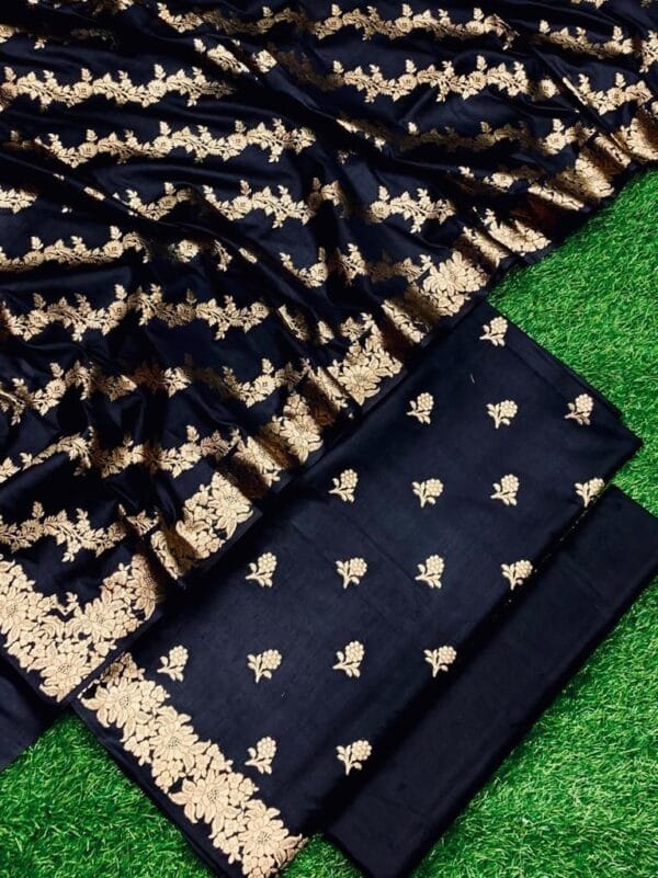 Exclusive Katan Banarasi Unstitched Salwar kameez with Dupatta Suit Piece - Image 3