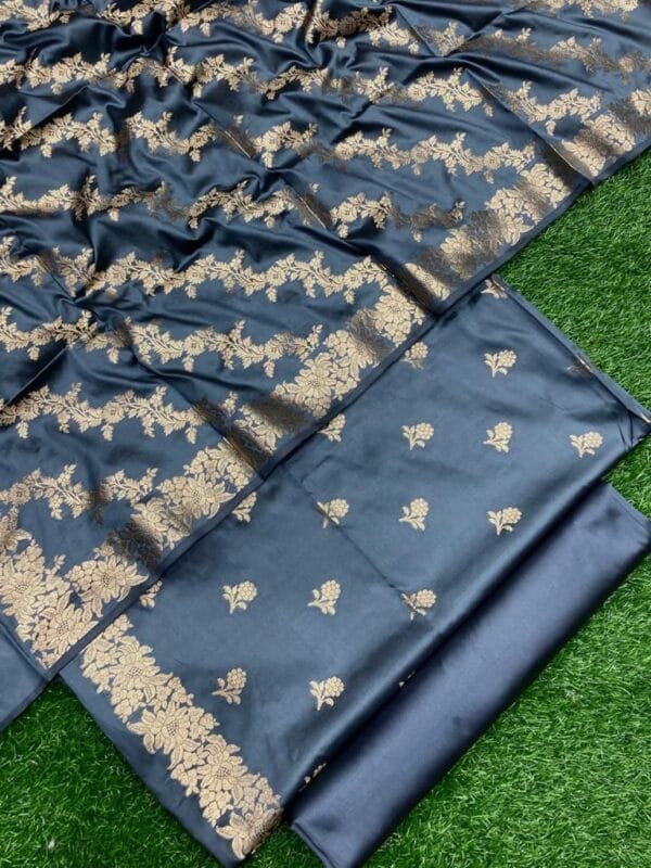 Exclusive Katan Banarasi Unstitched Salwar kameez with Dupatta Suit Piece - Image 4