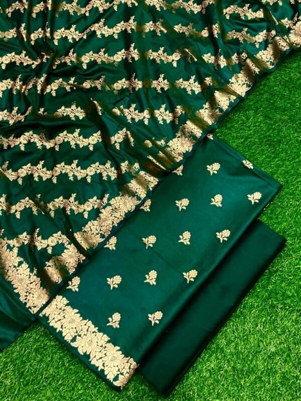 Exclusive Katan Banarasi Unstitched Salwar kameez with Dupatta Suit Piece - Image 6