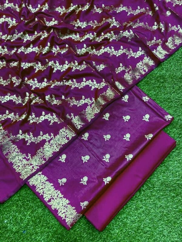 Exclusive Katan Banarasi Unstitched Salwar kameez with Dupatta Suit Piece - Image 8