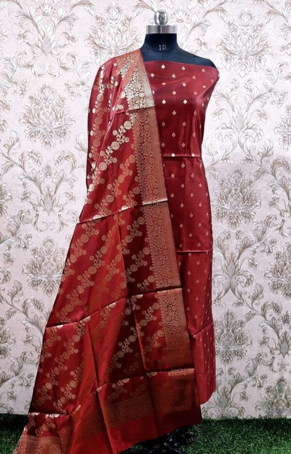 Exclusive Katan Banarasi Unstitched Salwar kameez with Dupatta - Image 2
