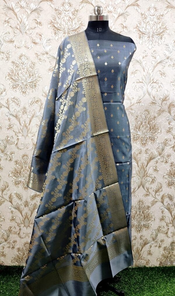 Exclusive Katan Banarasi Unstitched Salwar kameez with Dupatta - Image 8