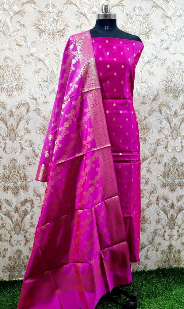 Exclusive Katan Banarasi Unstitched Salwar kameez with Dupatta - Image 5
