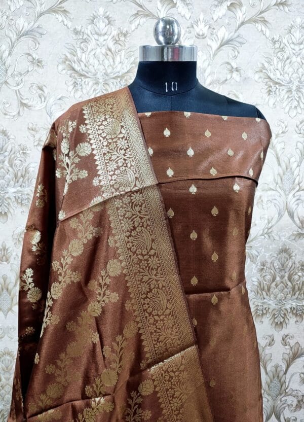 Exclusive Katan Banarasi Unstitched Salwar kameez with Dupatta - Image 2