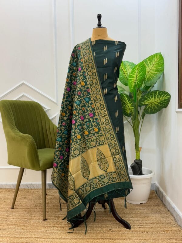 Exclusive Katan Banarasi Unstitched Salwar kameez with Dupatta Suit Piece - Image 4