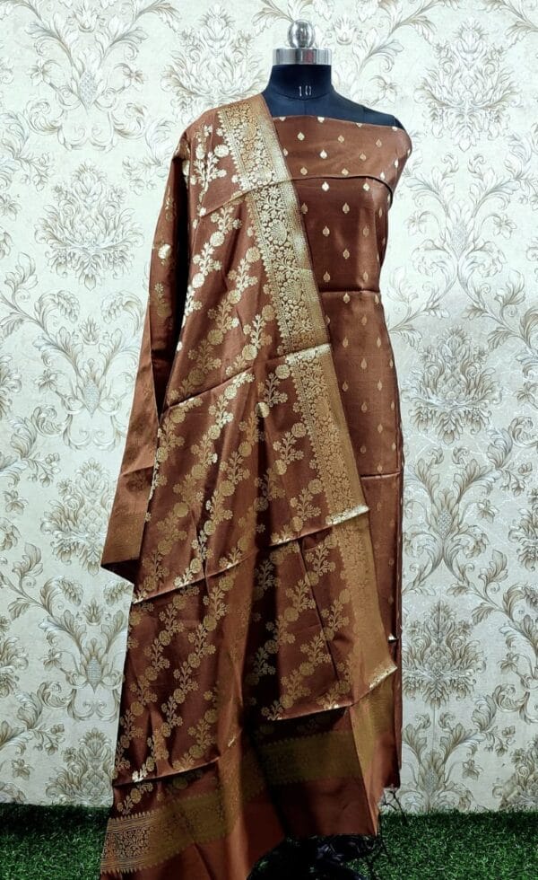 Exclusive Katan Banarasi Unstitched Salwar kameez with Dupatta - Image 3