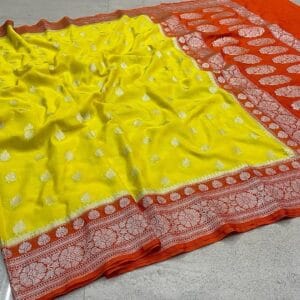 Banarasi handloom Soft katan by Georgette Saree premium zari