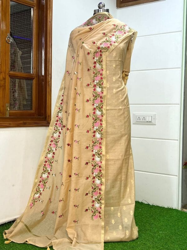Exclusive Banarasi Pure Mercerised Unstitched Salwar kameez with Dupatta Suit Piece - Image 4
