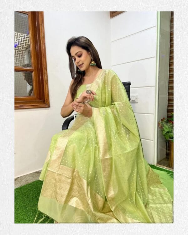 Exclusive Banarasi Pure Mercerised Unstitched Salwar kameez with Dupatta Suit Piece - Image 7