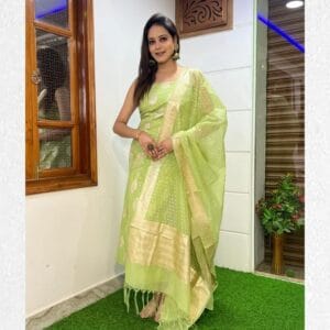 Exclusive Banarasi Pure Mercerised Unstitched Salwar kameez with Dupatta Suit Piece